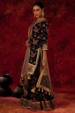 Simar Dugal Navy Blue Chintz Printed Sharara Set