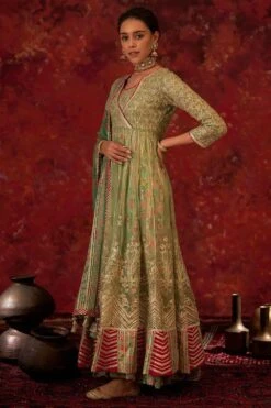 Simar Dugal Green Embroidered Anarkali Set