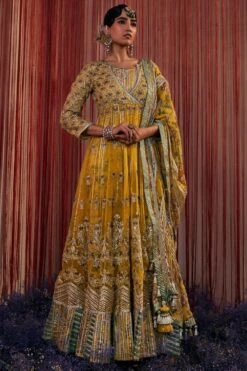 Simar Dugal Yellow Embroidered Anarkali Set