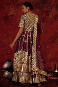 Simar Dugal Purple Floral Embroidered Anarkali Set -Inca Sales Store 10sm50 2