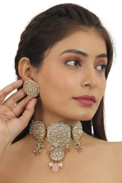 Riana Jewellery Pastel Pink Jadtar Choker Set -Inca Sales Store 1110ri02 4