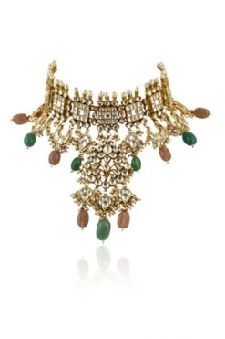 Riana Jewellery Pastel Pink & Sea Green Necklace Set -Inca Sales Store 1110ri03 5