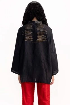 Medium Black Jamdani Wrap Top -Inca Sales Store 1110smr30 3