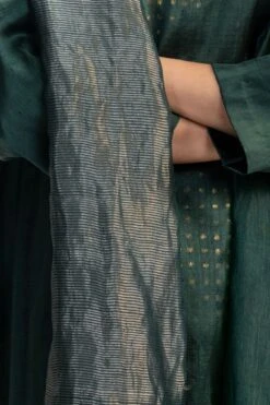 Medium Bottle Green Waterfall Metallic Dupatta -Inca Sales Store 1110smr46 3