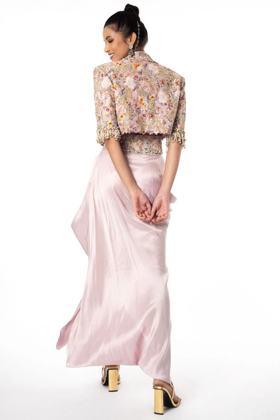 Anamika Khanna Lavender Cropped Jacket With A Draped Skirt 7 Anamika Khanna Lavender Cropped Jacket With A Draped Skirt - Image 5