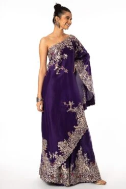Anamika Khanna Purple Embroidered Tunic With A Sharara -Inca Sales Store 1111ak3 2