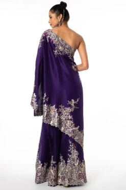 Anamika Khanna Purple Embroidered Tunic With A Sharara -Inca Sales Store 1111ak3 5