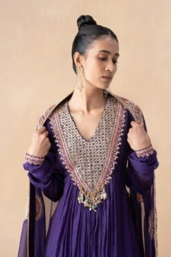 Anamika Khanna Purple Embelished Anarkali Set -Inca Sales Store 11123ak1 5