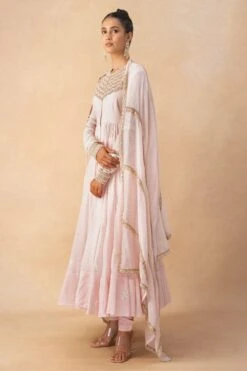 Anamika Khanna Baby Pink Embelished Anarkali Set -Inca Sales Store 11123ak2 3