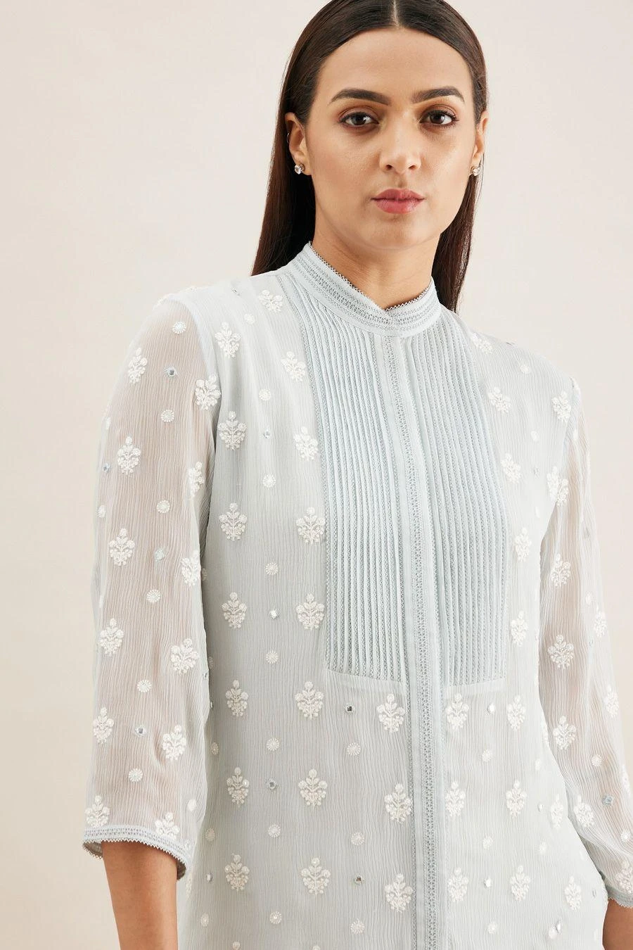PATINE Blue Hand Embroidered Chikankari Top 6 PATINE Blue Hand Embroidered Chikankari Top - Image 4