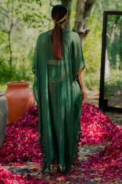 Pooja Keyur Green Aari Embroidered Patchwork Cape Set -Inca Sales Store 111pkm2 6