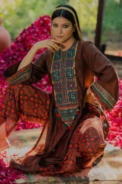 Pooja Keyur Meraki Brown Embellished Cape Set -Inca Sales Store 111pkm21 4