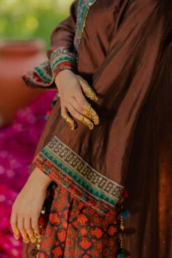 Pooja Keyur Meraki Brown Embellished Cape Set -Inca Sales Store 111pkm21 5