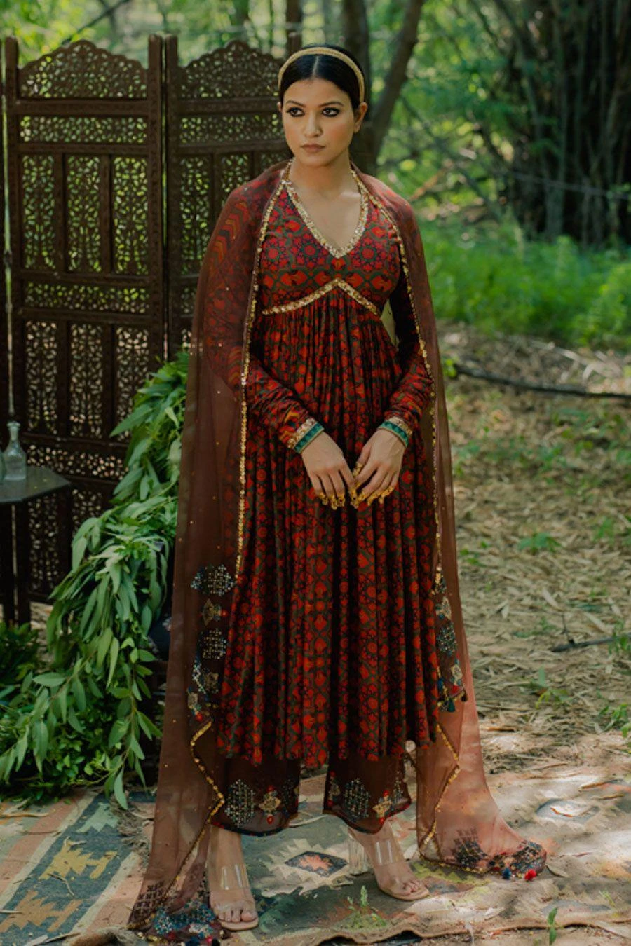 Pooja Keyur Brown Aari Embroidered Anarkali Set 3 Pooja Keyur Brown Aari Embroidered Anarkali Set