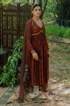 Pooja Keyur Brown Aari Embroidered Anarkali Set 10 Pooja Keyur Brown Aari Embroidered Anarkali Set -Inca Sales Store 111pkm3 3