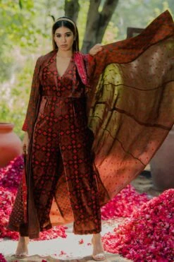 Pooja Keyur Brown Aari Embroidered Jumpsuit -Inca Sales Store 111pkm6 4