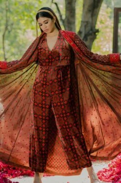 Pooja Keyur Brown Aari Embroidered Jumpsuit -Inca Sales Store 111pkm6 6