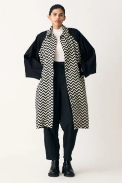 Three Bat Sleeve Chevron Trench Overlay