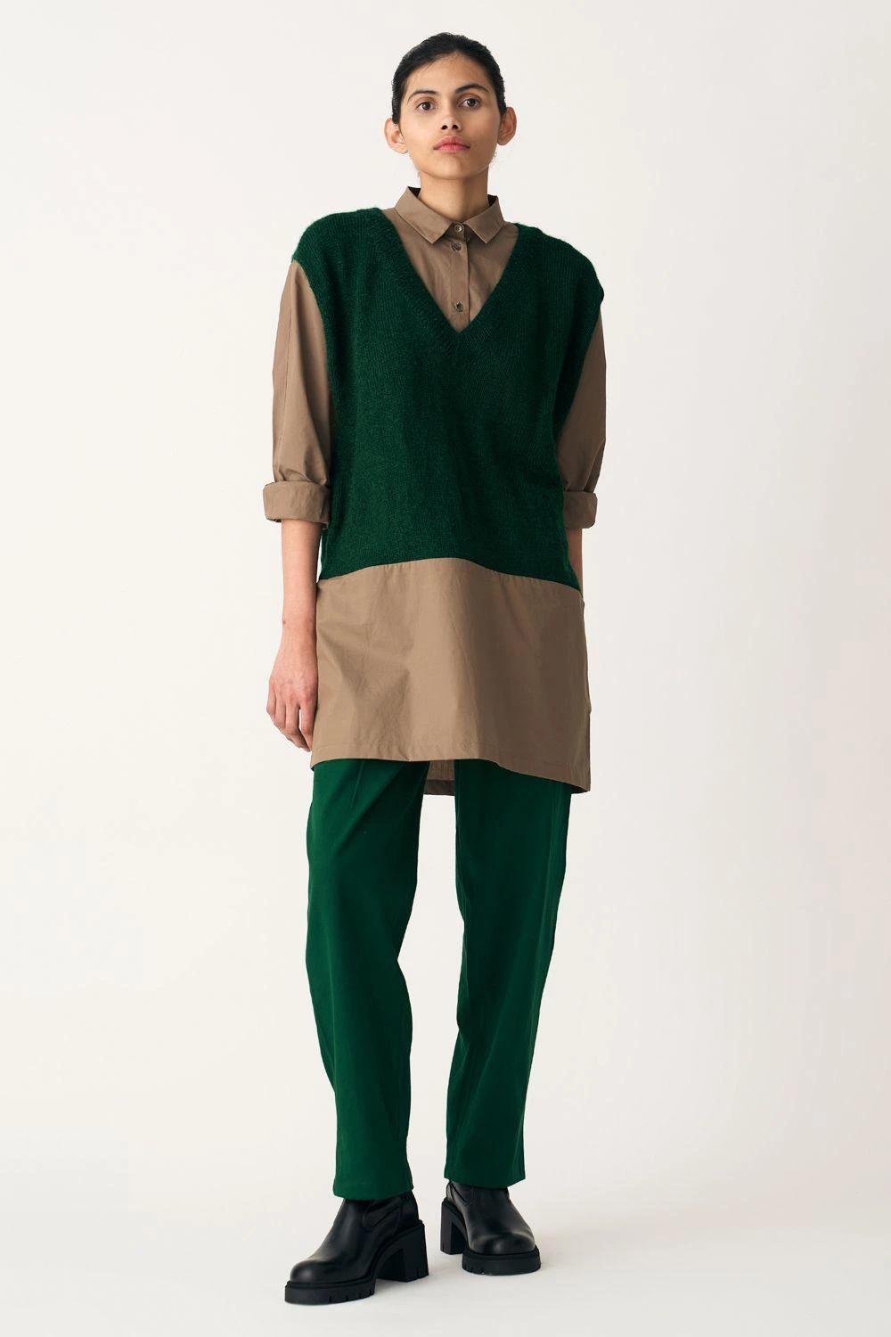 Three Emerald Green Front Pleat Pant 3 Three Emerald Green Front Pleat Pant