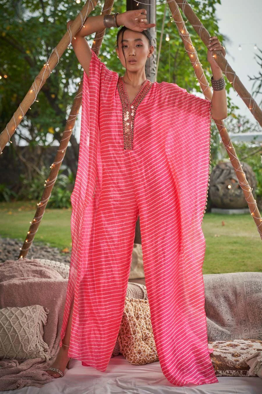 Surily G Neon Pink Embellished Jumpsuit 3 Surily G Neon Pink Embellished Jumpsuit