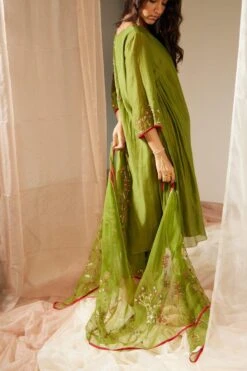 Sarang Kaur Green Gul Stole -Inca Sales Store 11523sk10 5