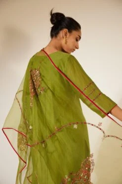 Sarang Kaur Green Gul Stole -Inca Sales Store 11523sk10 7