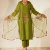 Sarang Kaur Green Dhuleti Stole -Inca Sales Store 11523sk14 1