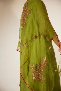Sarang Kaur Green Dhuleti Stole -Inca Sales Store 11523sk14 3