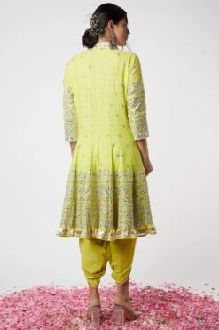 Gopi Vaid Lime Embroidered Kurta & Dhoti Set -Inca Sales Store 115gv12 4