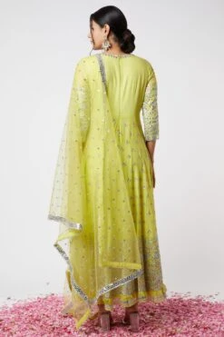 Gopi Vaid Lime Green Embroidered Anarkali Set -Inca Sales Store 115gv22 5