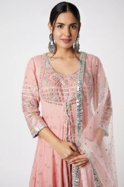 Gopi Vaid Pink Embroidered Anarkali Set -Inca Sales Store 115gv23 2
