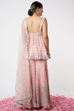 Gopi Vaid Pink Embellished Peplum & Sharara Set -Inca Sales Store 115gv32 4