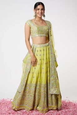 Gopi Vaid Lime Green Embellished Lehenga Set