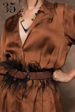 431-88 By Shweta Kapur Tan Feather Belt