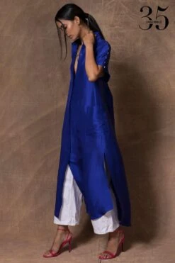 431-88 By Shweta Kapur Royal Blue Silk Button Down Tunic -Inca Sales Store 115ske3 3