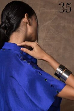 431-88 By Shweta Kapur Royal Blue Silk Button Down Tunic -Inca Sales Store 115ske3 5