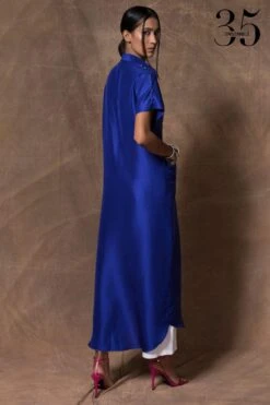 431-88 By Shweta Kapur Royal Blue Silk Button Down Tunic -Inca Sales Store 115ske3 6