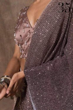 431-88 By Shweta Kapur Mauve Embellished V-neck Blouse -Inca Sales Store 115ske31 3