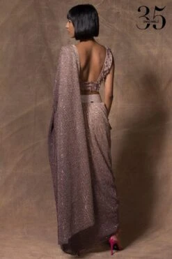 431-88 By Shweta Kapur Mauve Embellished V-neck Blouse -Inca Sales Store 115ske31 5