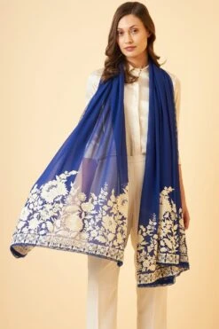 PATINE Blue Gara Embroidered Stole -Inca Sales Store 116pat11 3