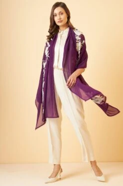 PATINE Purple Gara Embroidered Stole
