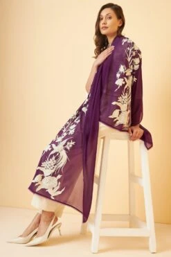 PATINE Purple Gara Embroidered Stole -Inca Sales Store 116pat12 5