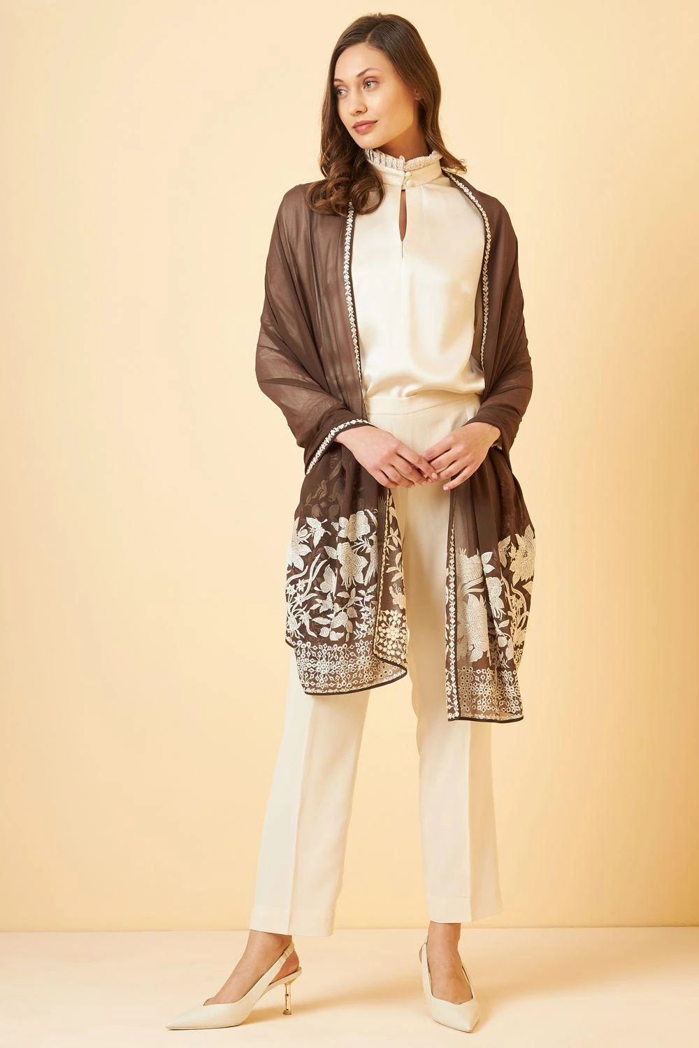 PATINE Mouse Grey Gara Embroidered Stole 4 PATINE Mouse Grey Gara Embroidered Stole - Image 2