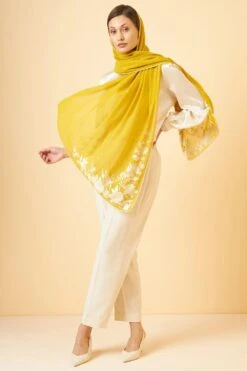 PATINE Mustard Gara Embroidered Stole -Inca Sales Store 116pat14 2