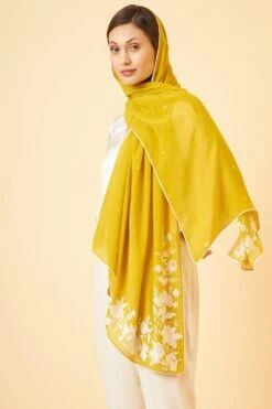 PATINE Mustard Gara Embroidered Stole -Inca Sales Store 116pat14 4