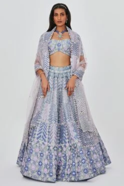 Aisha Rao Periwinkle Mirror Work Lehenga Set