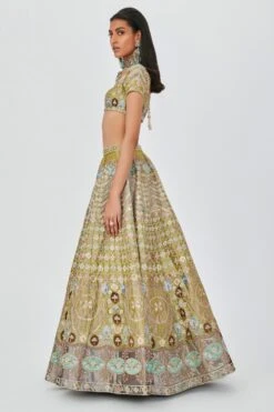 Aisha Rao Green Floral Applique Lehenga Set 10 Aisha Rao Green Floral Applique Lehenga Set -Inca Sales Store 11723ar6 3