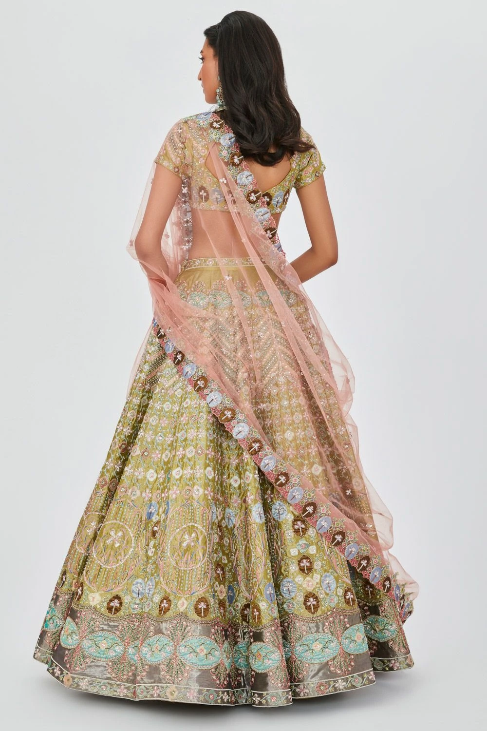 Aisha Rao Green Floral Applique Lehenga Set 8 Aisha Rao Green Floral Applique Lehenga Set - Image 6