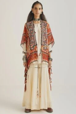 Aseem Kapoor Tribal Tassel Kurta Set With A Dupatta Jacket