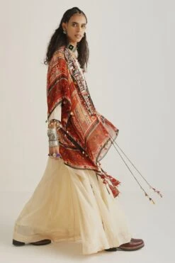 Aseem Kapoor Printed & Embroidered Draped Jacket Set -Inca Sales Store 117asm36 2